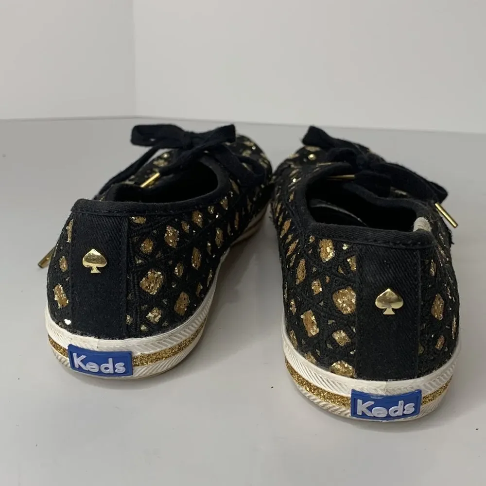 Keds by Kate Spade black woven gold glitter sneakers - Picture 4 of 10